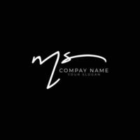 ms initial letter handwriting signature style monogram logo design template vector