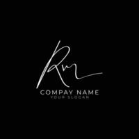 RM initial letter handwriting signature style monogram logo design template vector