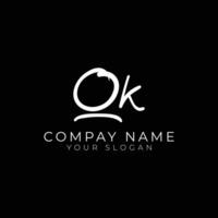qk initial letter handwriting signature style monogram logo design template vector