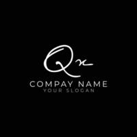 qx initial letter handwriting signature style monogram logo design template vector