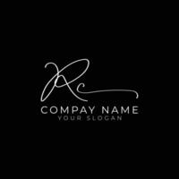 rc initial letter handwriting signature style monogram logo design template vector