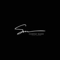 sm initial letter handwriting signature style monogram logo design template vector