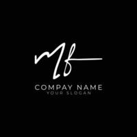 mf initial letter handwriting signature style monogram logo design template vector