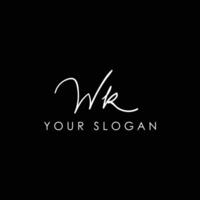wk initial letter handwriting signature style monogram logo design template vector