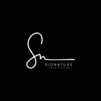 SN initial letter handwriting signature style monogram logo design template vector