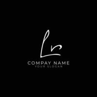 LR initial letter handwriting signature style monogram logo design template vector