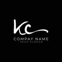 KC initial letter handwriting signature style monogram logo design template vector