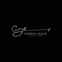 GE initial letter handwriting signature style monogram logo design template vector