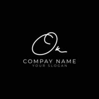 O K initial letter handwriting signature style monogram logo design template vector