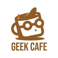 geek cafe flat minimalist logo design vector