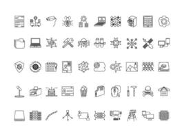 50 Network icon design set art line and editable vector