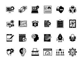 24 WEB DESIGN AND DEVELOPMENT ICON DESIGN SET ART LINE STROKE BLACK COLOR vector