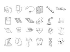 medical icon design set art line and editable vector