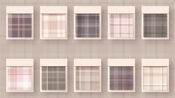10 Seamless Simple Tartan Pattern. Traditional Scottish Texture. Fashionable Fabric. Textile Background vector
