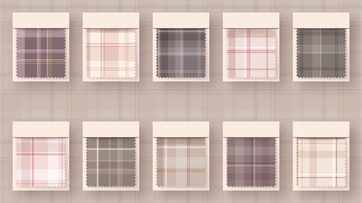 10 Seamless Simple Tartan Pattern. Traditional Scottish Texture. Fashionable Fabric. Textile Background