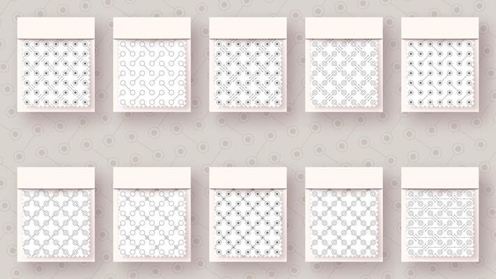Set 10 Seamless Patterns. Geometric Illustrations. Traditional Minimalistic Textures. Abstract Modern Backgrounds