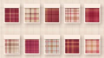10 Seamless Simple Tartan Pattern. Traditional Scottish Texture. Fashionable Fabric. Textile Background vector