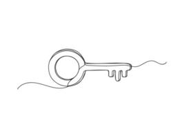Key continuous one line art isolated illustration. vector