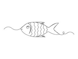 Fish continuous one line art isolated illustration. vector