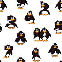 Seamless pattern with cartoon numbers like Penguins from 0 to 9. Calligraphy, lettering, typography for your Education cards, greeting cards vector