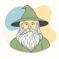 A wizard with a long beard and hat vector