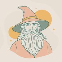 A wizard with a long beard and hat vector