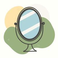 A mirror with a green background and a blue stripe vector
