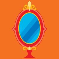 A red and orange mirror with a blue frame vector