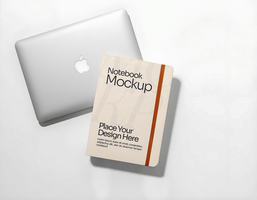 Notebook Mockup Collection with macbook background psd