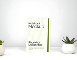 Notebook Mockup with simple decoration background psd