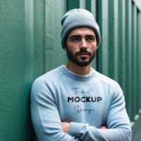 Man in a beanie mockup psd