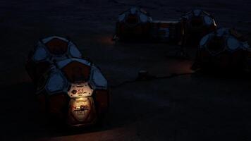 Mars colony base illuminated at night with habitat modules and equipment video