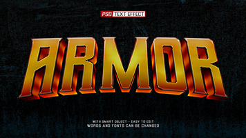 armor 3d text effect psd