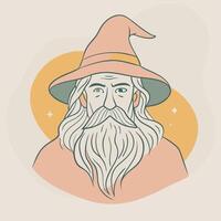 A wizard with a long beard and hat vector