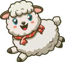 Cute sheep jumping cartoon icon illustration vector