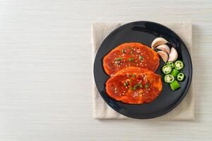 pork Korean marinated or fresh pork raw marinated with Korean spicy paste photo