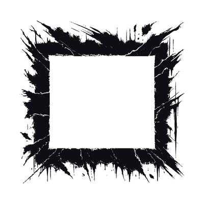 Black torn effect square type frame design.