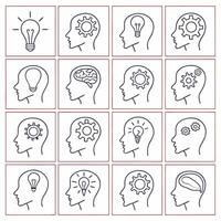 Editable Set Icon of Artificial Intelligence Bulb Brain, illustration isolated on white background. using for Presentation, website or mobile app Free vector