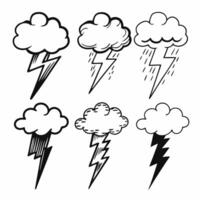 set of weather icons thunderstorm white background vector