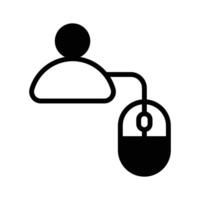 Person icon with mouse, symbolizing user interaction and navigation vector