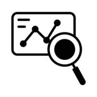 Graph with magnifying glass, symbolizing market research vector