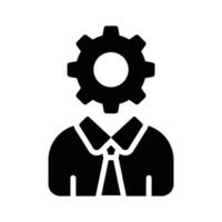 Person with a gear head, symbolizing technical knowledge and skills vector