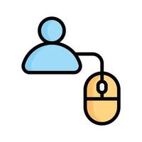 Person icon with mouse, symbolizing user interaction and navigation vector
