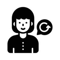 Woman with refresh icon, symbolizing customer service and support vector