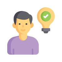 Person with a lightbulb, symbolizing ideas and creative thinking vector