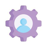 Hr management, Gear with a person inside, symbolizing user settings and management vector