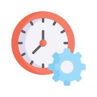 Gear with clock concept icon of time management vector