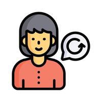 Woman with refresh icon, symbolizing customer service and support vector