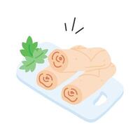 Fresh spring rolls, filled with veggie vector