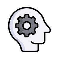 A head with a gear, representing strategic thought and planning vector